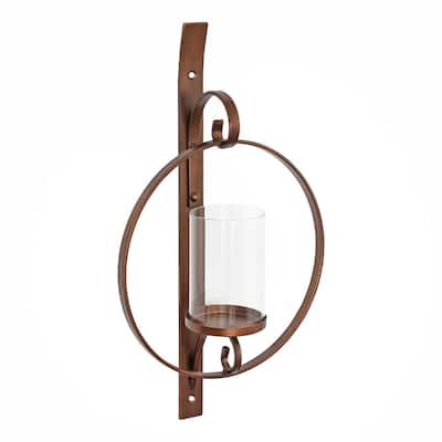 Kate and Laurel Doria Round Glass and Metal Wall Sconce - 12x22
