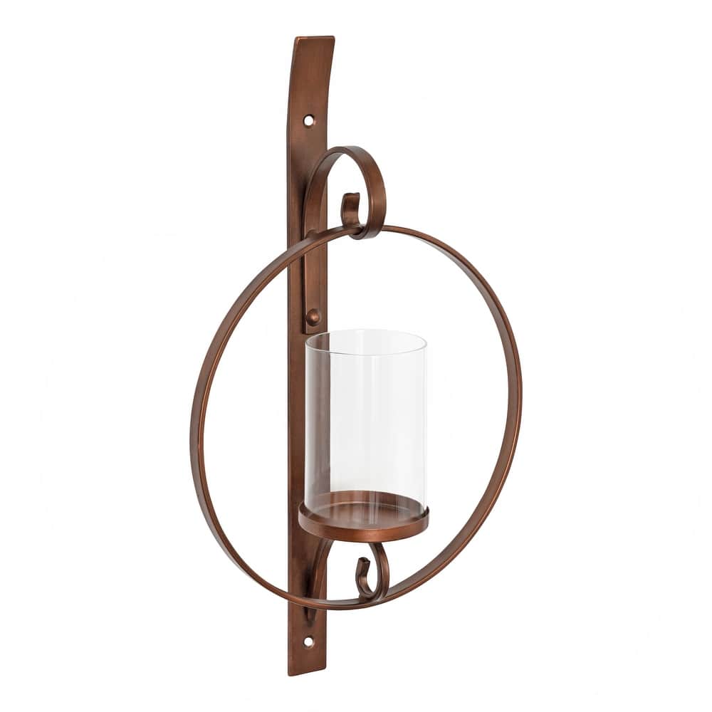 Kate and Laurel Doria Round Glass and Metal Wall Sconce - 12x22
