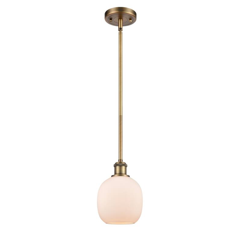 Innovations Lighting Belfast 6" Wide Mini Pendant - Brushed Brass / Matte White