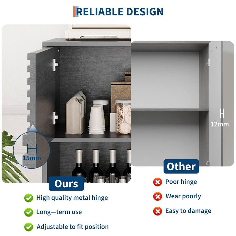Render 3-Tier Display Cabinet - Walnut Storage Stand for Retail, Living Room & Entryway