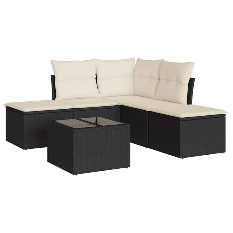 vidaXL Garden Sofa Set Black - 21.7 x 21.7 x 14.6