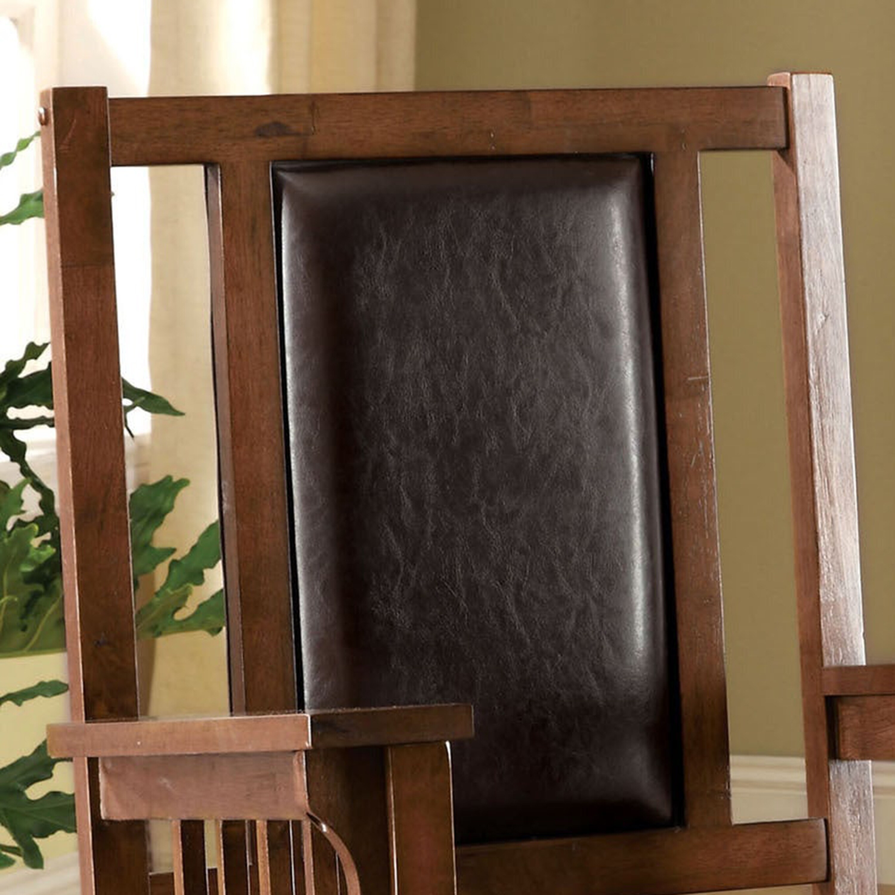 Shop Black Friday Deals On Furniture Of America Kier Mission Espresso Faux Leather Rocking Chair Overstock 9215805