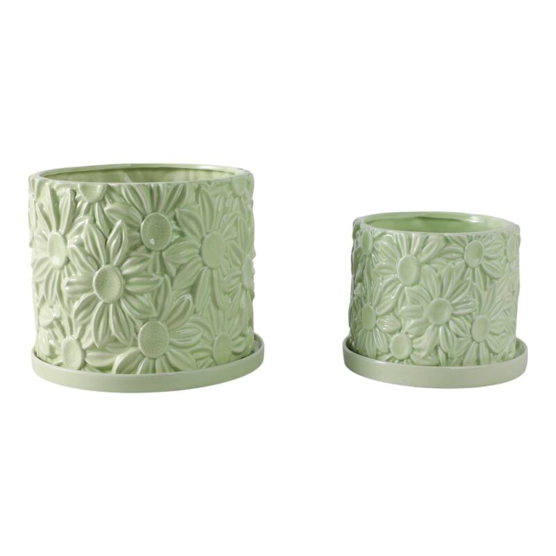 Ceramic Daisy Flower Planter (Set of 2) - 6"