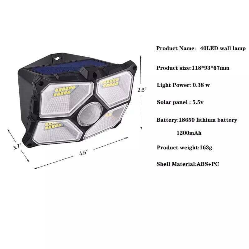 Solar Motion Sensor Lights Outdoor – IP65 Waterproof LED Wall Lights for Yard, Fence, Garage, Driveway - N/A