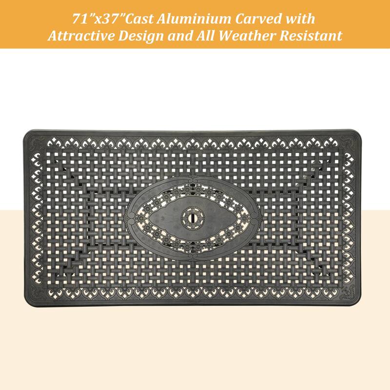 Clihome 71" Cast Aluminum Patio Rectangular Dining Table