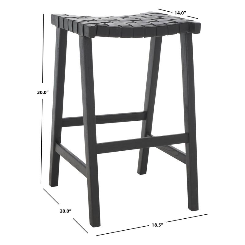 SAFAVIEH Remzija 30-inch Woven Leather Rectangle Bar Stool - 20" W x 19" D x 30" H