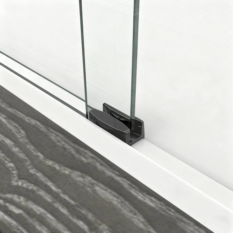 ABRUZZO 44-48" W x 72" H Semi-Frameless Double Sliding Tempered Glass Shower Door with Dual Towel Bars