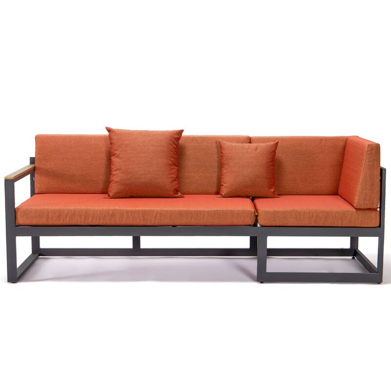Chelsea 3-Piece Adjustable Headrest All-Weather Sectional Set in Aluminum Frame with Removable Cushion Covers for Indoor/Outdoor