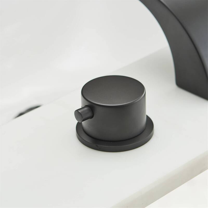 LED Widespread Bathroom Faucet With Drain Assembly 3 Holes Waterfall Bathroom Sink Faucets WIth Light 2 Handle Basin Vanity Tap
