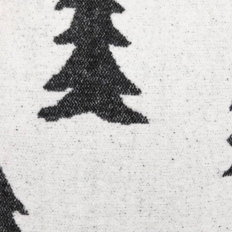 17" White and Black Forest Trees Worsted Christmas Square Throw Pillow