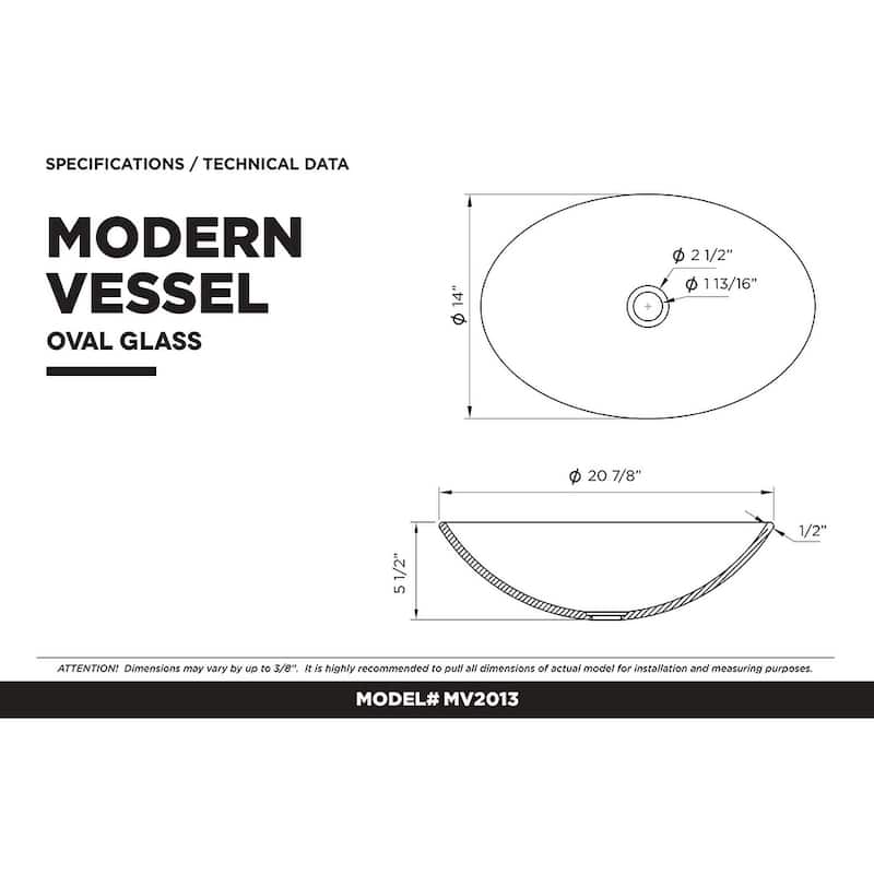 Fine Fixtures modern glass Vessel Oval 20 X 14