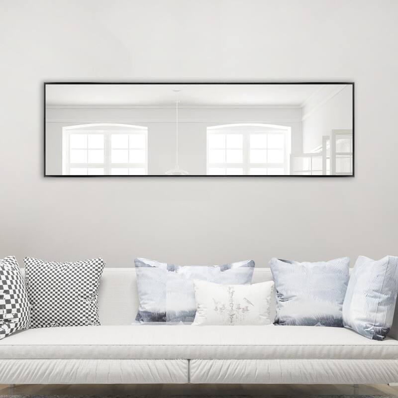 Modern Sleek Metal Frame Full-length Hanging or Leaning Wall Mirror