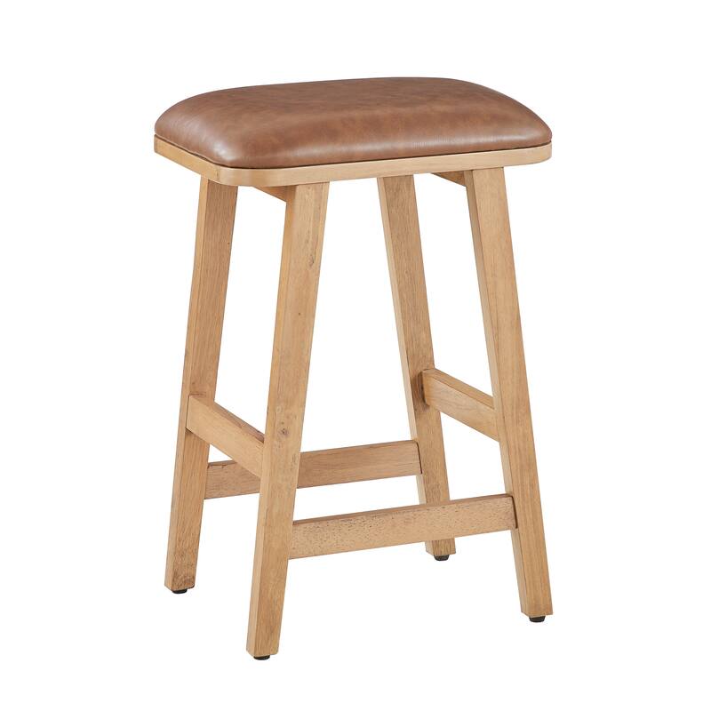 Bower Home Upholstered Wood Saddle Stools - Set of 2