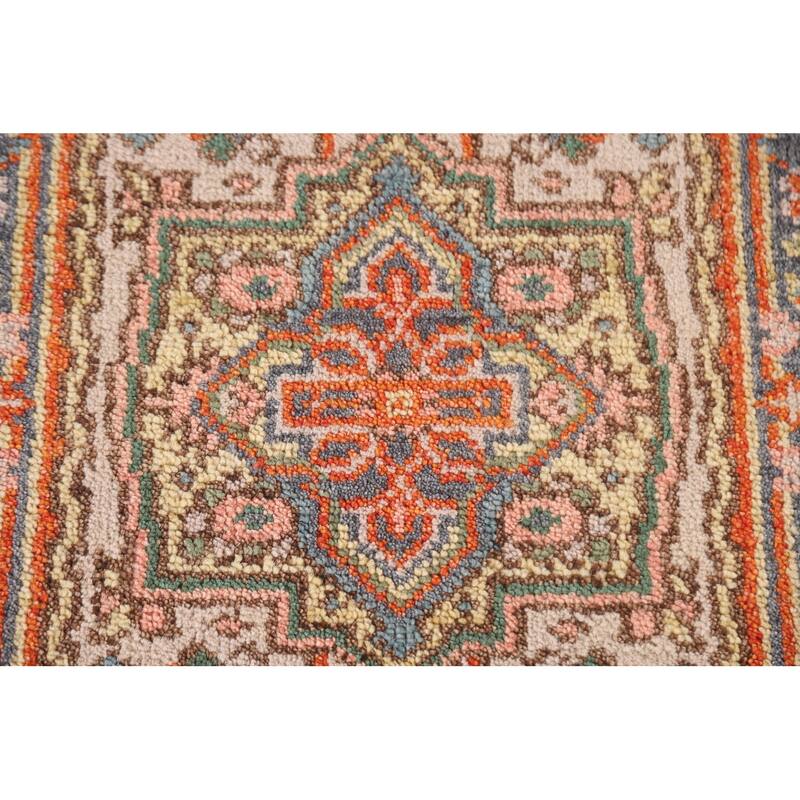 Beige Heriz Serapi Style Accent Area Rug Hand-knotted Wool Carpet - 2'0"x 3'0"