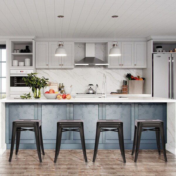 VECELO 24-inch Metal Counter Stools (Set of 4) - 15.15 x 15.15 x 18 inches