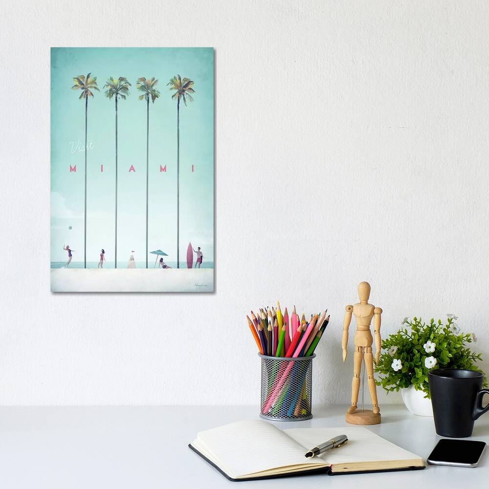 iCanvas "Visit Miami" by Henry Rivers Canvas Print