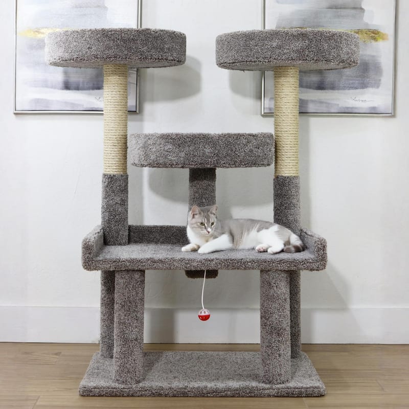 46" XXL Heavy Duty Cat Tree with Spacious Perches and Stable Design for Big Indoor Cats