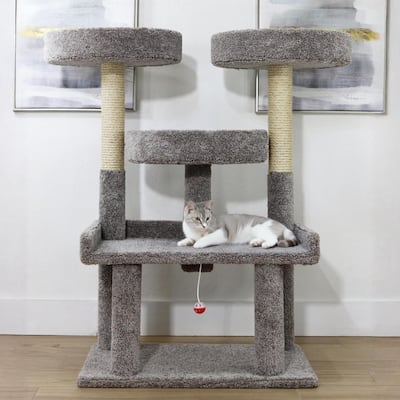 46" XXL Heavy Duty Cat Tree with Spacious Perches and Stable Design for Big Indoor Cats