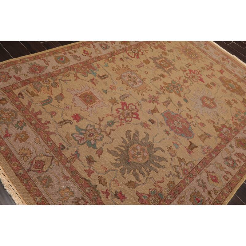 Hand Knotted Tan,Gray Soumak Wool Traditional Oriental Area Rug (6x9) - 6' x 8' 9''