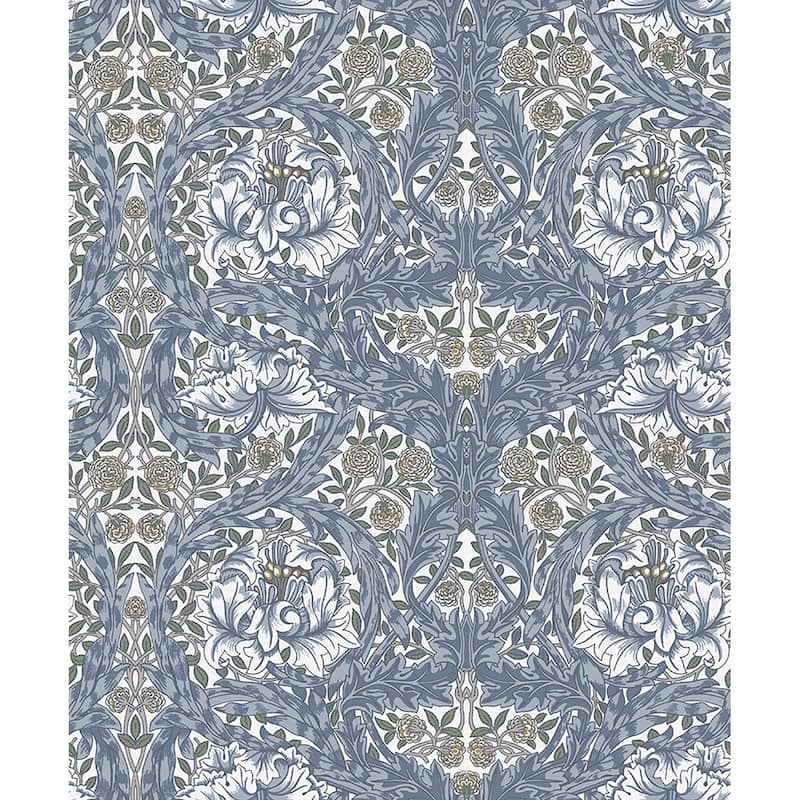 A-Street Prints African Marigold Blue Floral Wallpaper