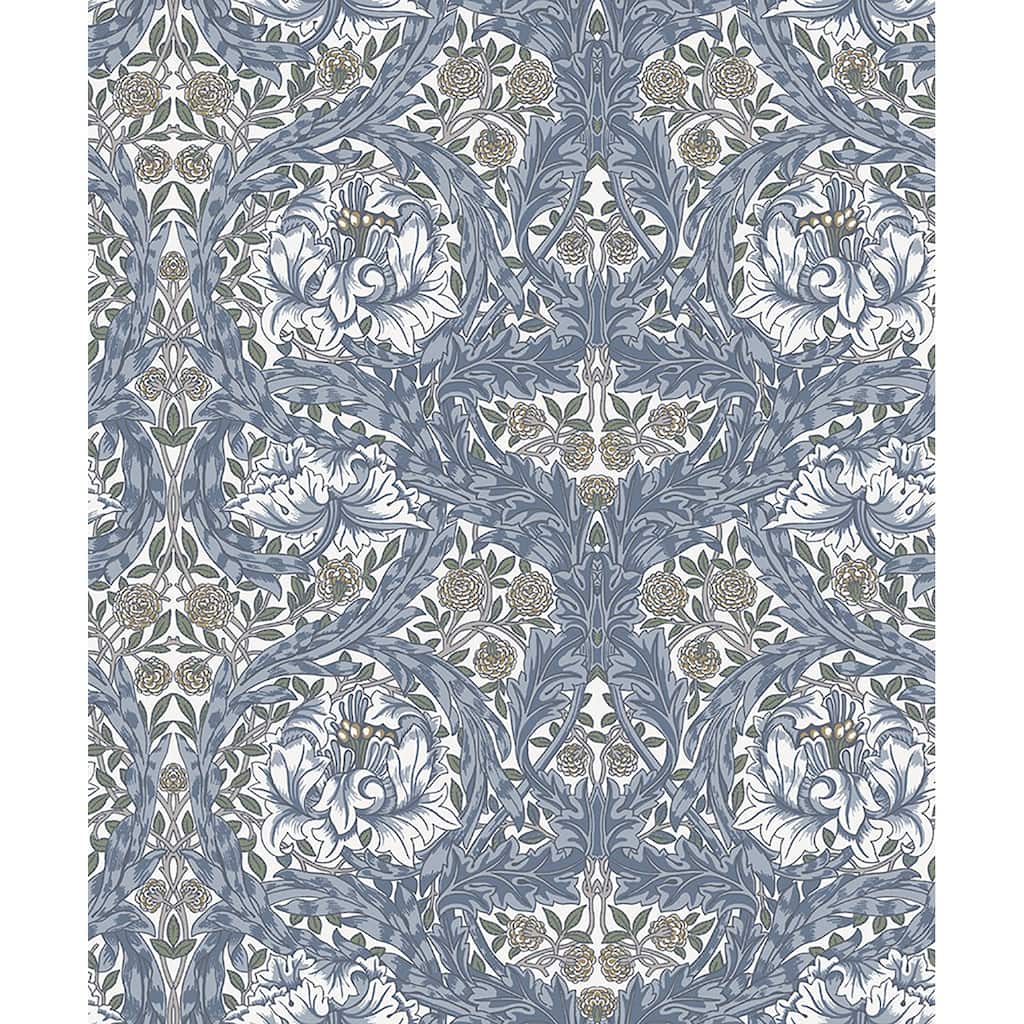 A-Street Prints African Marigold Blue Floral Wallpaper