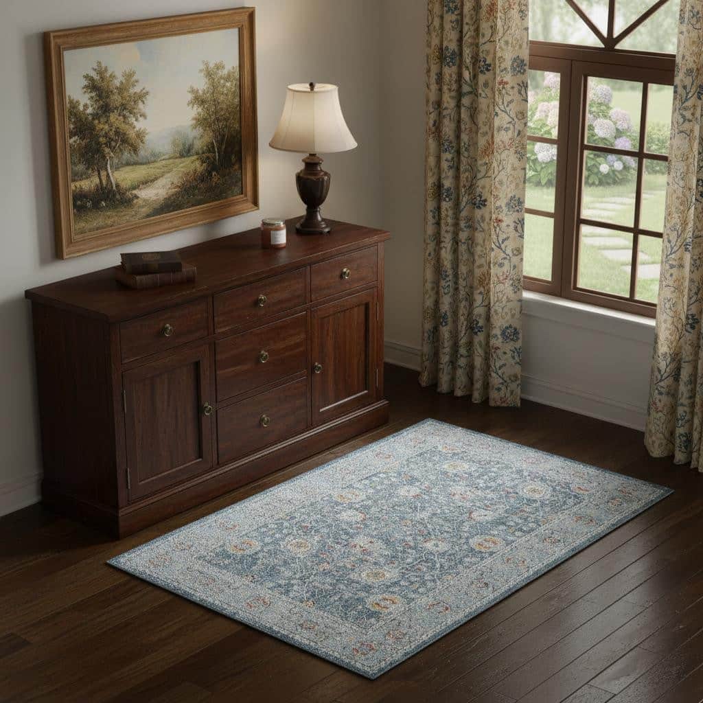 HomeRoots Floral Traditional Rectangle Area Rug - 4' X 6'