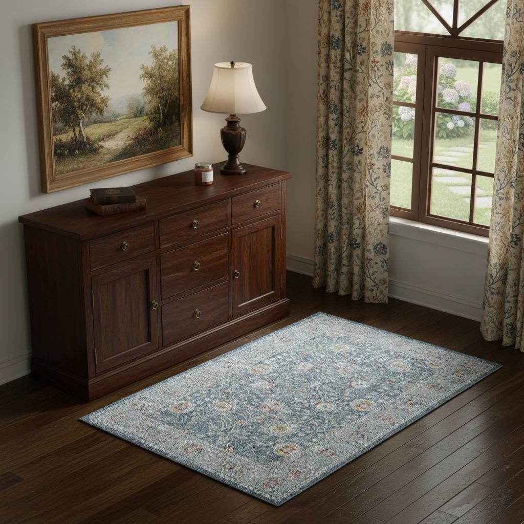 HomeRoots Floral Traditional Rectangle Area Rug - 4' X 6'