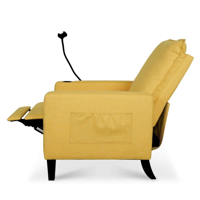 Polyester Recliner Chair with Phone Holder and Cup Holder, 3-Position Recline, 220lb Capacity