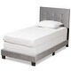 preview thumbnail 4 of 18, Caprice Contemporary Glam Velvet Fabric Twin Size Panel Bed Grey