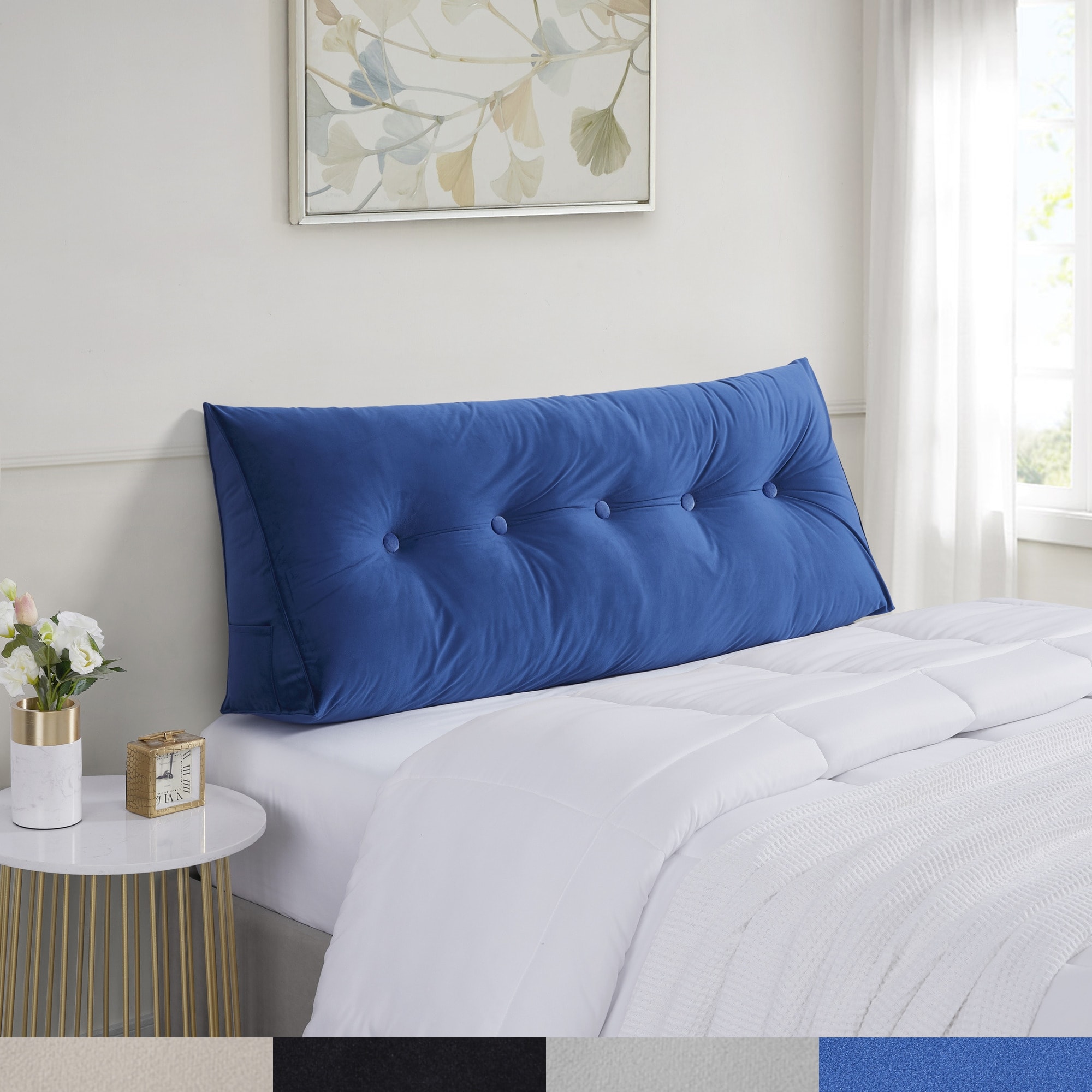 Triangle Headboard Wedge Pillow with Side Pockets