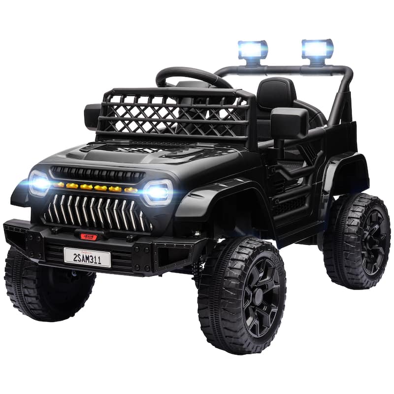 12V Kids Electric Car with Parent Remote Control, Black Ride-On Car Off-Road Toy Car with Music & 3 Speeds