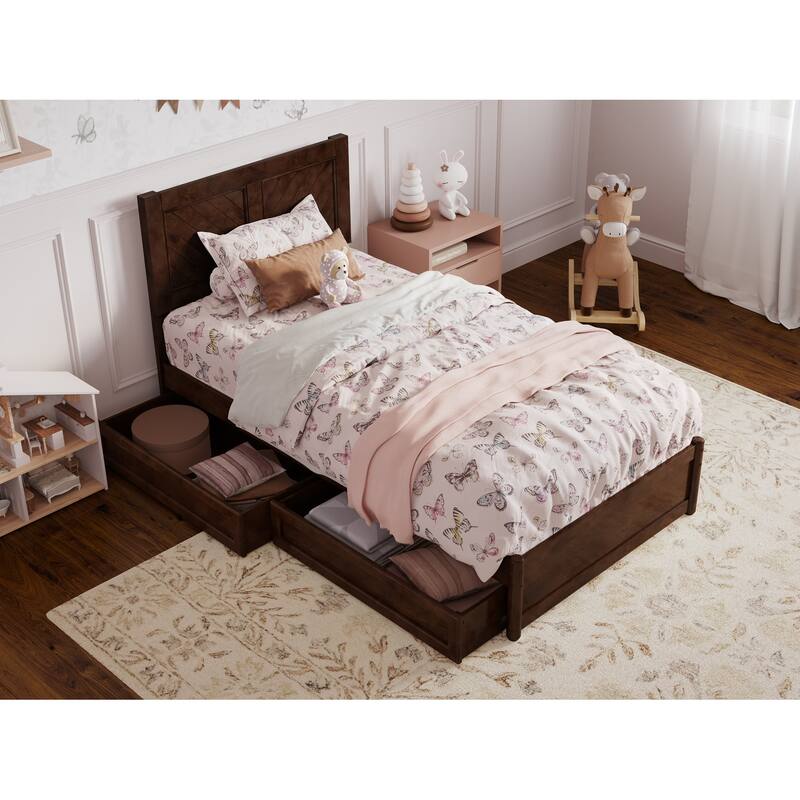 Clayton Platform Bed with Panel Footboard and Storage Drawers