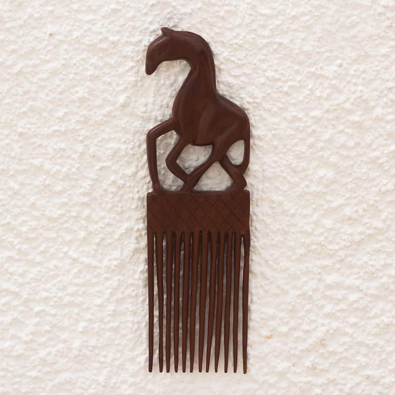 Novica Handmade Horse Comb Mahogany Wood Wall Art
