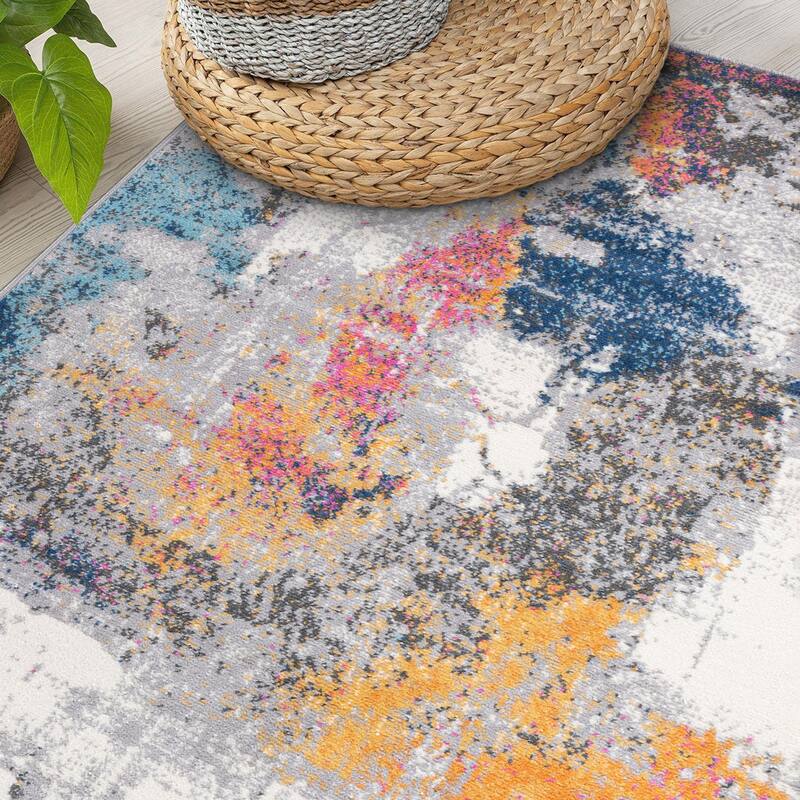 World Rug Gallery Contemporary Abstract Splashcolor Area Rug