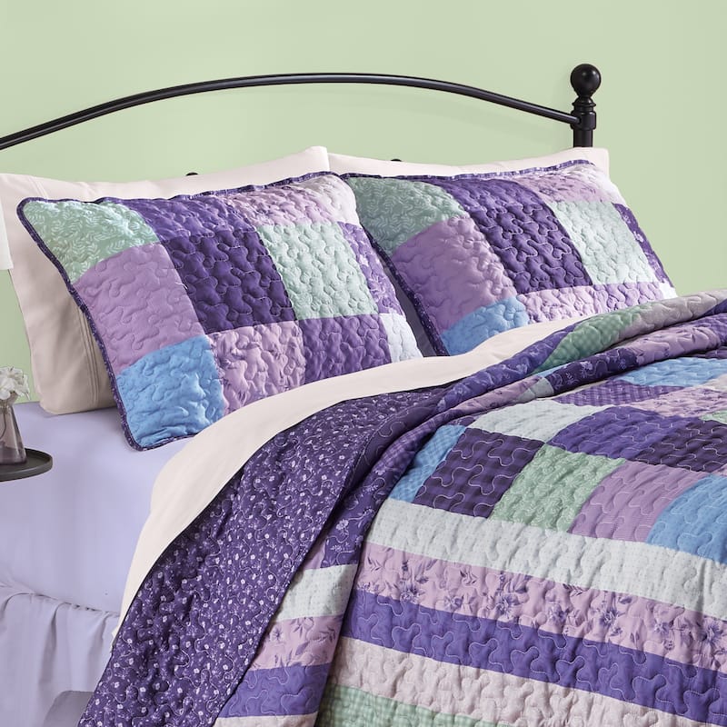 Daphne Oversized Floral Patchwork Pillow Sham - Lavender Multi - Sham