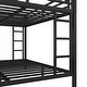 preview thumbnail 8 of 9, Black Queen over King Size Metal Bunk Bed with Fence and Ladder