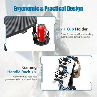 Gaming Handle Rack Gaming Computer Desk Height Adjustable with Led Light And Gaming Handle ...