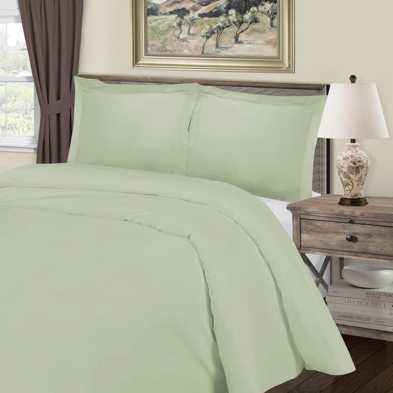 Superior ﻿﻿Cotton Blend Thread Count 1000TC Duvet Cover Set (Set of 3) - Green - Full - Queen