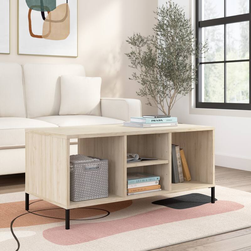 Bush Furniture Essence Living Room Coffee Table with Shelves - Natural Elm