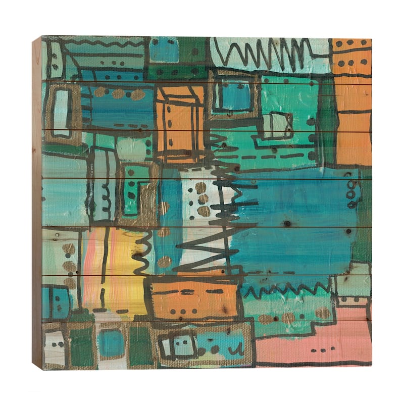 Dont Stop The Music Print On Wood by Leah Nadeau - Multi-Color - 26x26x1.5