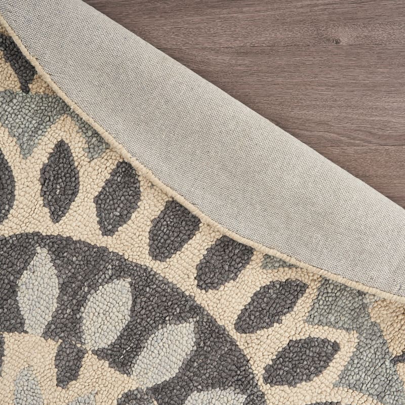 Dana Grey/Beige Medallion Hand-Tufted Wool Contemporary Indoor Area Rug by Sevita