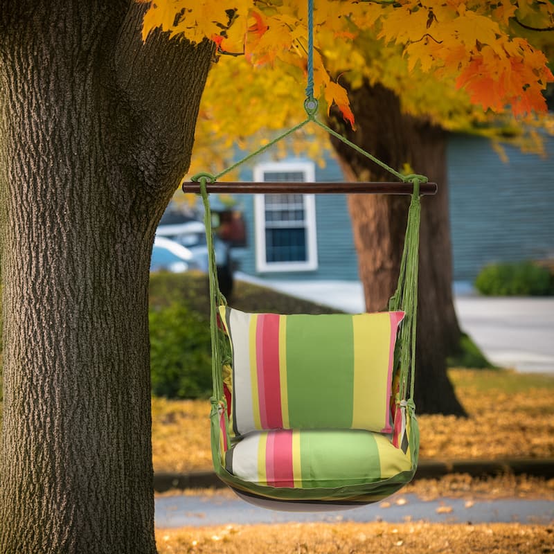 Magnolia Casual Swing Set 4 piece - Fresh Lime Stripe w/ Fresh Lime Stripe Pillow