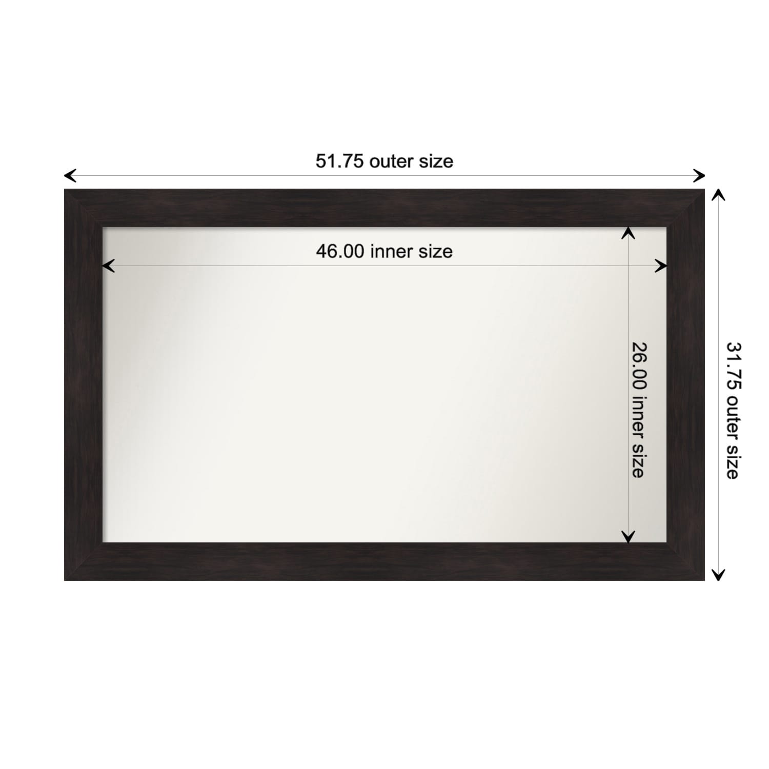 Furniture Espresso Framed Non-Beveled Custom Wall Mirror, Bathroom Vanity Mirror