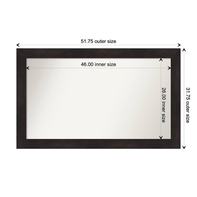 Furniture Espresso Framed Non-Beveled Custom Wall Mirror, Bathroom Vanity Mirror - Outer Size: 51.75 x 31.75