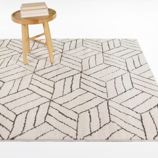 slide 2 of 5, Dutton Modern Geometric Area Rug 5'3" x 7' - Cream