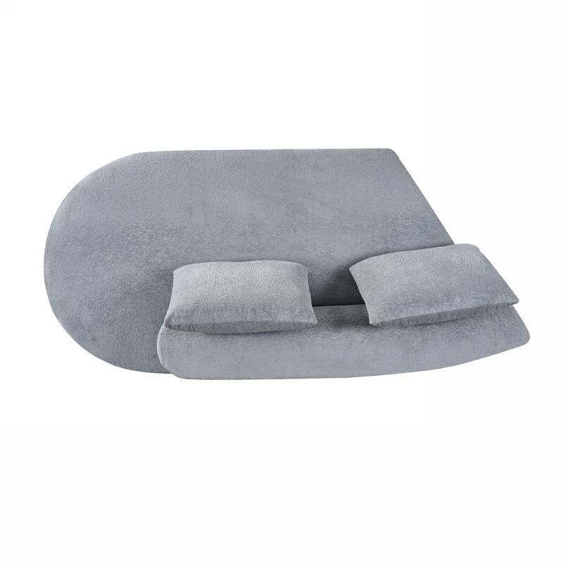 116" Modern Curved Sectional Sofa Set in Light Gray Polyester, Fully Assembled