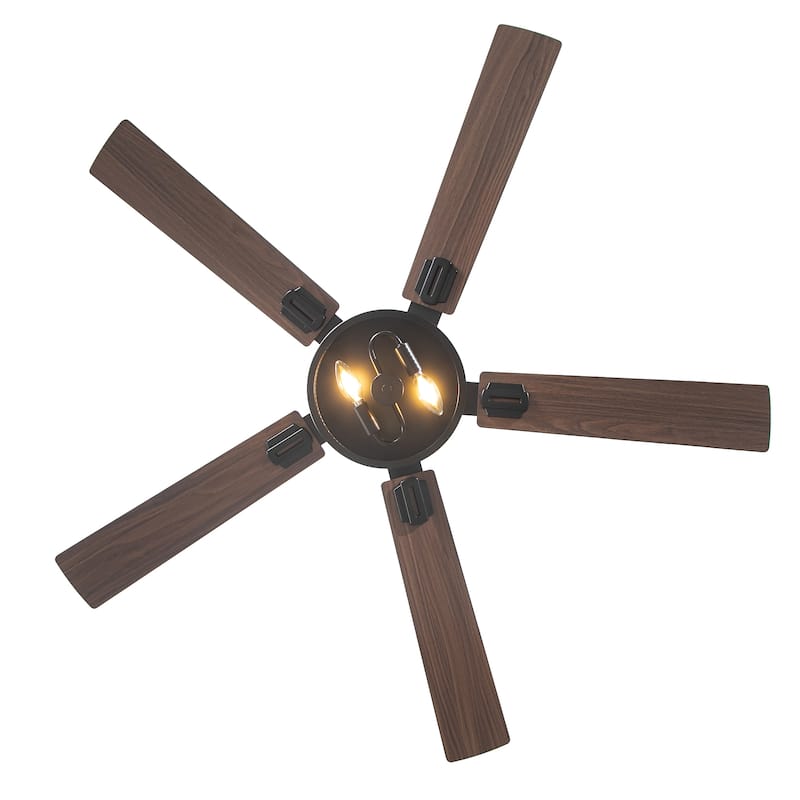 Vaczon 60" Black Reversible Wood 5-Blade Smart Ceiling Fan with Light and APP Control