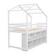 preview thumbnail 8 of 18, Artsy Twin House Loft Bed with Under Bed Shelving Storage Unit, Guardrails and Ladder, Functionality and Practicability, White