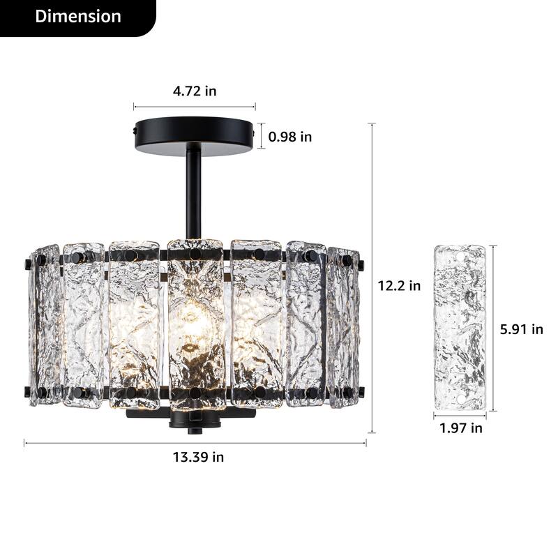 Starsky 4-light 14'' Glass Caged Ceiling Light Round/Square/Rectangle Semi Flush Mount
