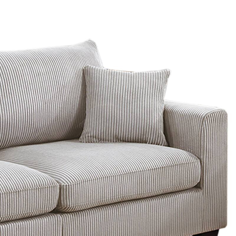 2 Piece Corduroy Upholstered Sofa Set with 2 Throw Pillows